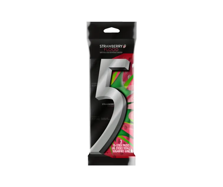 Wrigley 5 Gum Strawberry Flood package