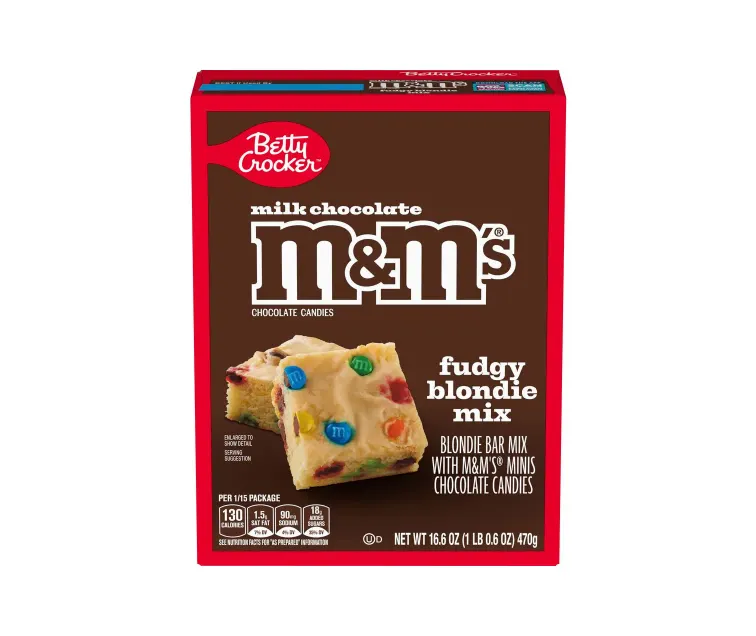 General Mills Betty Crocker M&M's Fudgy Blondie Mix package