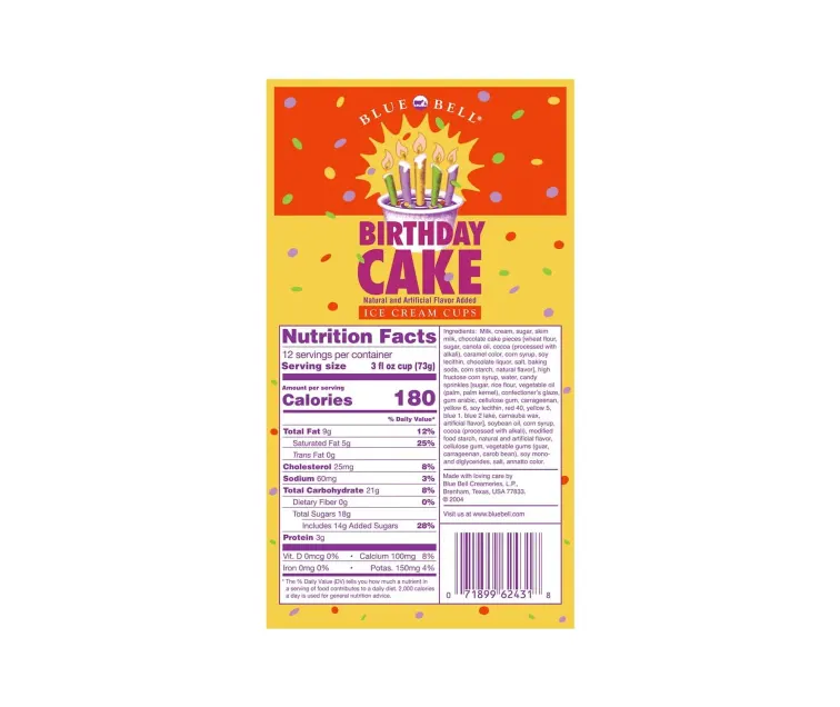 Blue Bell Blue Bell Birthday Cake Ice Cream package