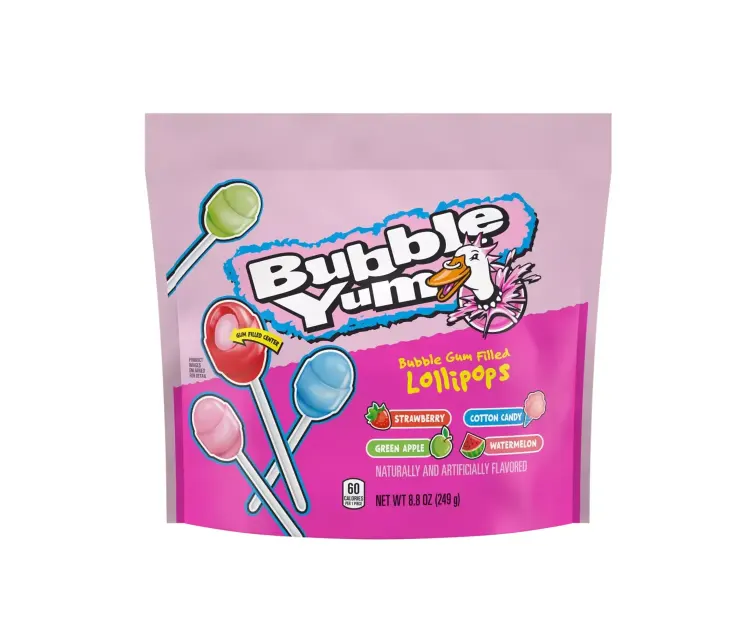 Hershey Bubble Yum Bubble Gum Filled Lollipops package