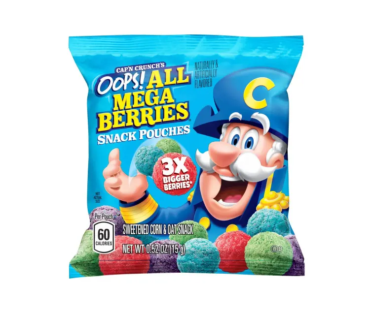 PepsiCo Cap'n Crunch Oops! All Mega Berries Snack Pouches package
