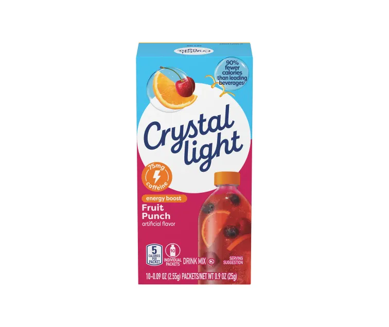 Kraft Heinz Crystal Light Energy Boost Fruit Punch Drink Mix package