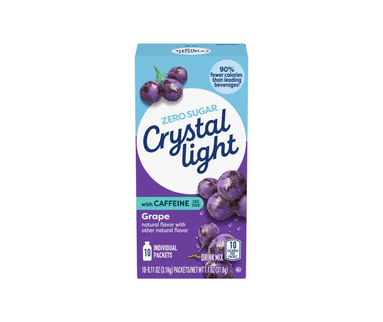 Kraft Heinz Crystal Light Grape Drink Mix with Caffeine package