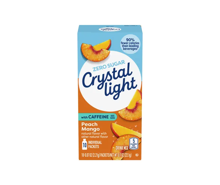 Kraft Heinz Crystal Light Peach Mango Drink Mix with Caffeine package