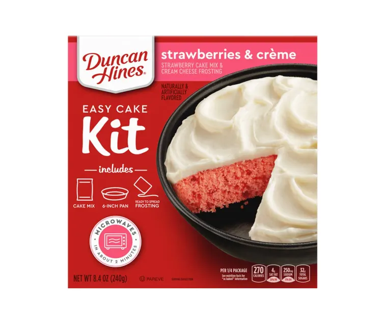 Conagra Duncan Hines Easy Cake Kit Strawberries & Creme package
