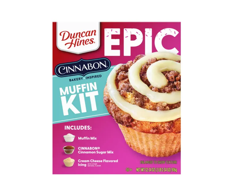 Conagra Duncan Hines Epic Muffin Kit Cinnabon package