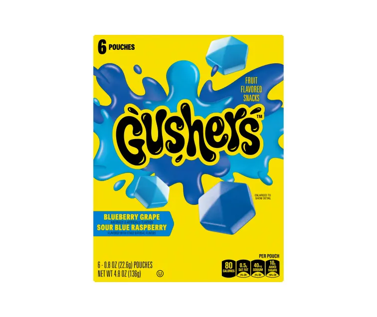 General Mills Gushers All Blue package