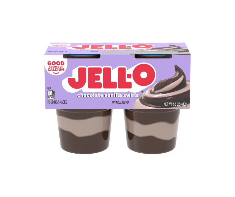 Kraft Heinz Jell-O Chocolate Vanilla Swirls Pudding Cups package