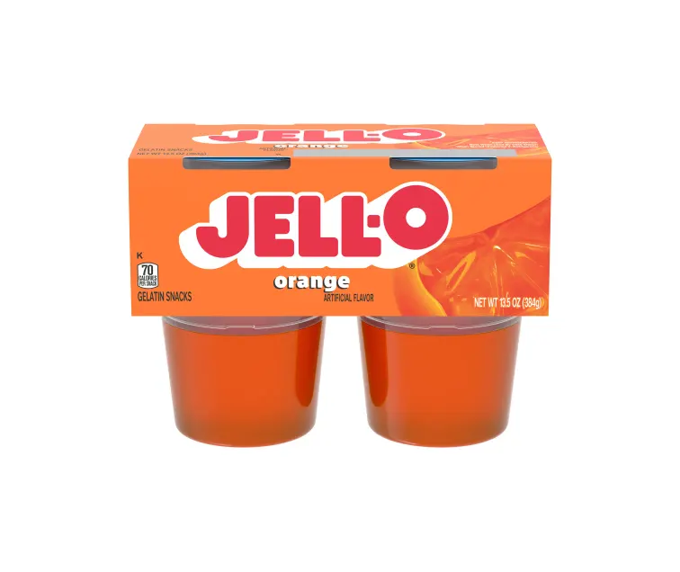 Kraft Heinz Jell-O Orange Gelatin Cups package