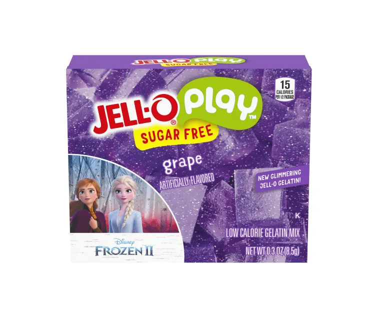 Kraft Heinz Jell-O Play Sugar Free Grape Gelatin Mix package