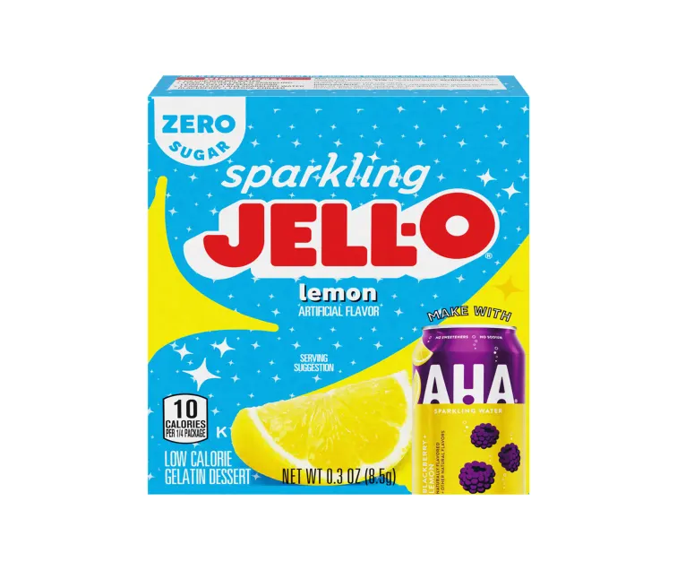 Kraft Heinz Jell-O Zero Sugar Sparkling Lemon Gelatin package