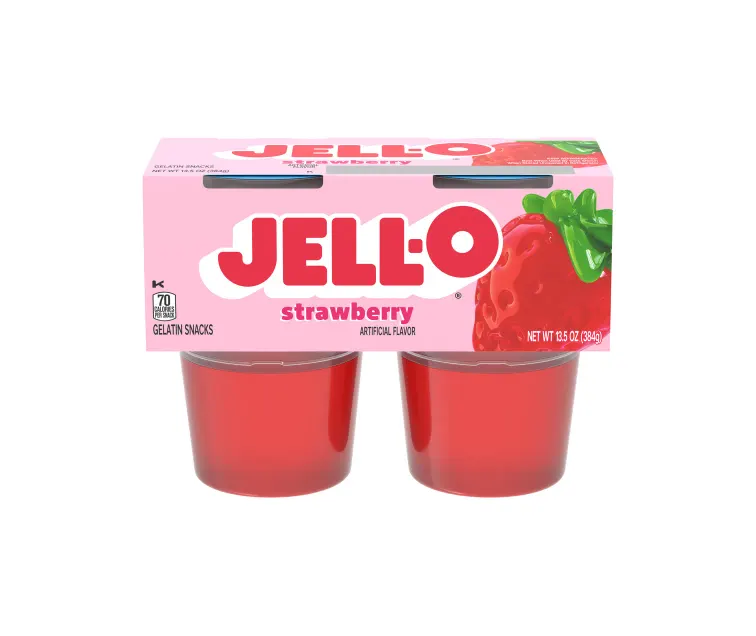Kraft Heinz Jell-O Strawberry Gelatin Cups package