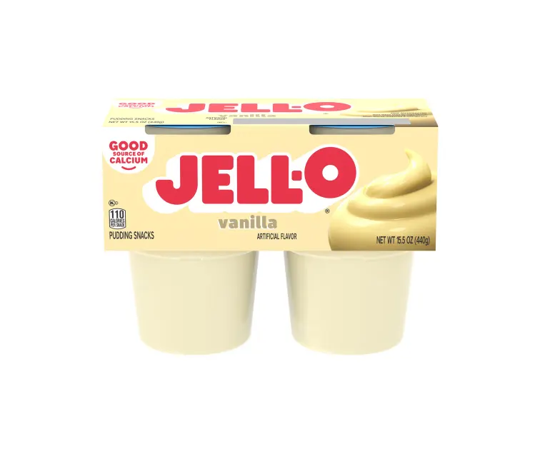 Kraft Heinz Jell-O Vanilla Pudding Cups package