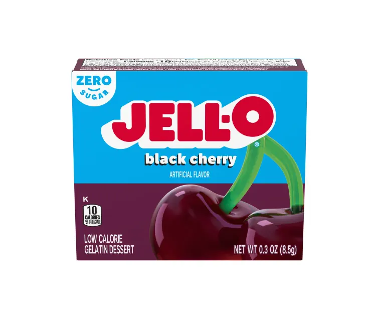 Kraft Heinz Jell-O Zero Sugar Black Cherry Gelatin package