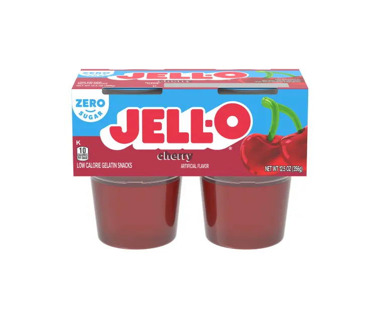 Kraft Heinz Jell-O Zero Sugar Cherry Gelatin Cups package