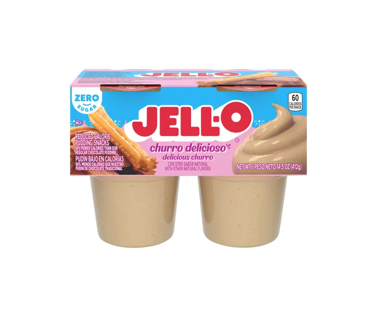 Kraft Heinz Jell-O Zero Sugar Churro Delicioso Pudding Cups package