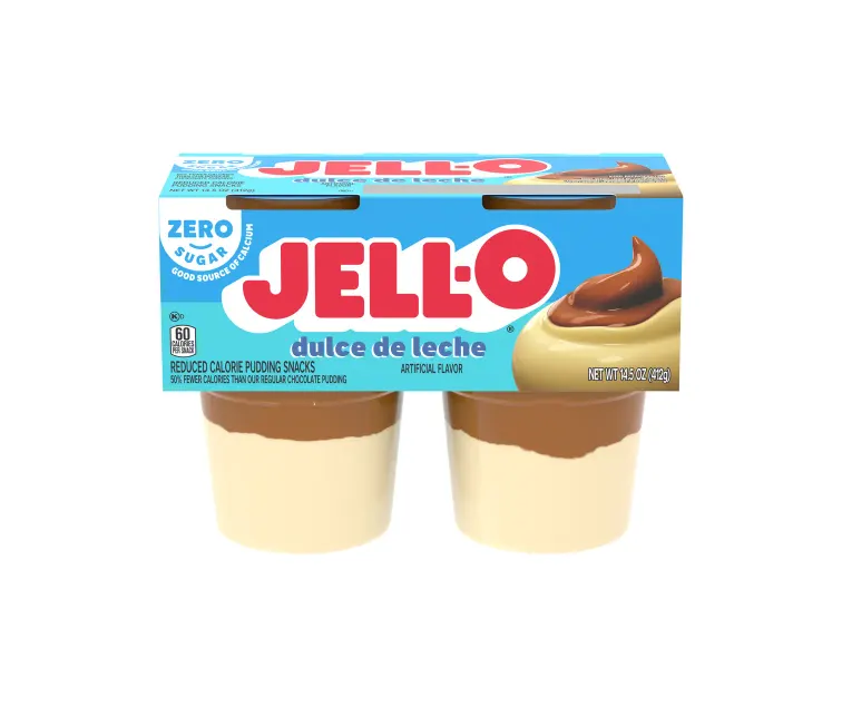 Kraft Heinz Jell-O Zero Sugar Dulce De Leche Pudding Cups package