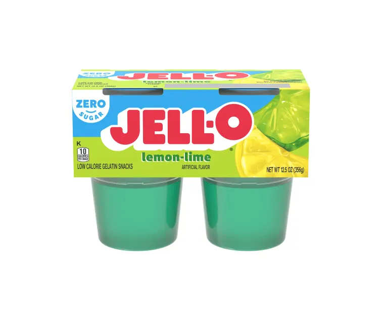 Kraft Heinz Jell-O Zero Sugar Lemon-Lime Gelatin Cups package
