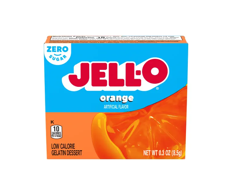 Kraft Heinz Jell-O Zero Sugar Orange Gelatin package