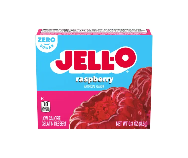 Kraft Heinz Jell-O Zero Sugar Raspberry Gelatin package