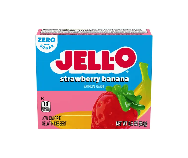 Kraft Heinz Jell-O Zero Sugar Strawberry Banana Gelatin package