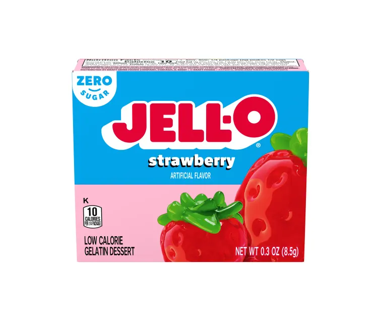 Kraft Heinz Jell-O Zero Sugar Strawberry Gelatin package