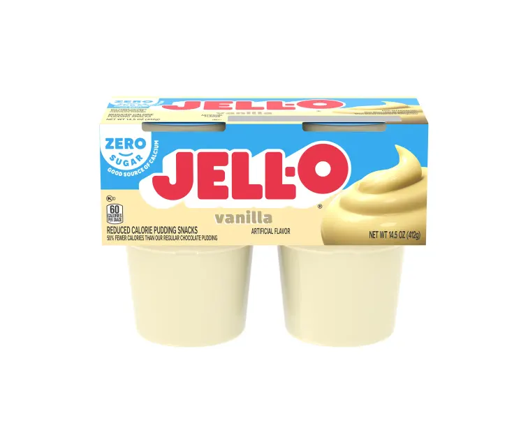Kraft Heinz Jell-O Zero Sugar Vanilla Pudding Cups package