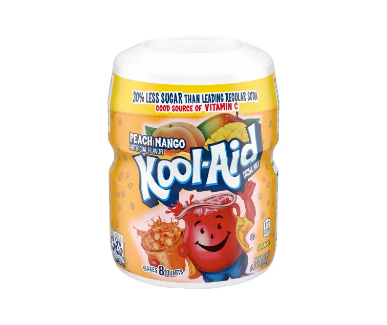 Kraft Heinz Kool-Aid Sugar-Sweetened Peach Mango Drink Mix package