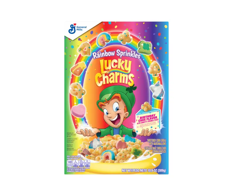 General Mills Lucky Charms Rainbow Sprinkles package