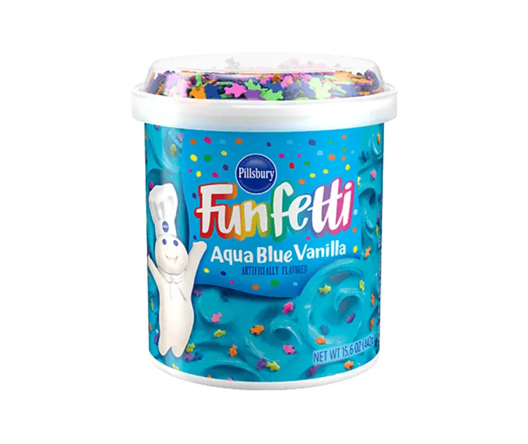 Pillsbury Pillsbury Funfetti Aqua Blue Vanilla Frosting package