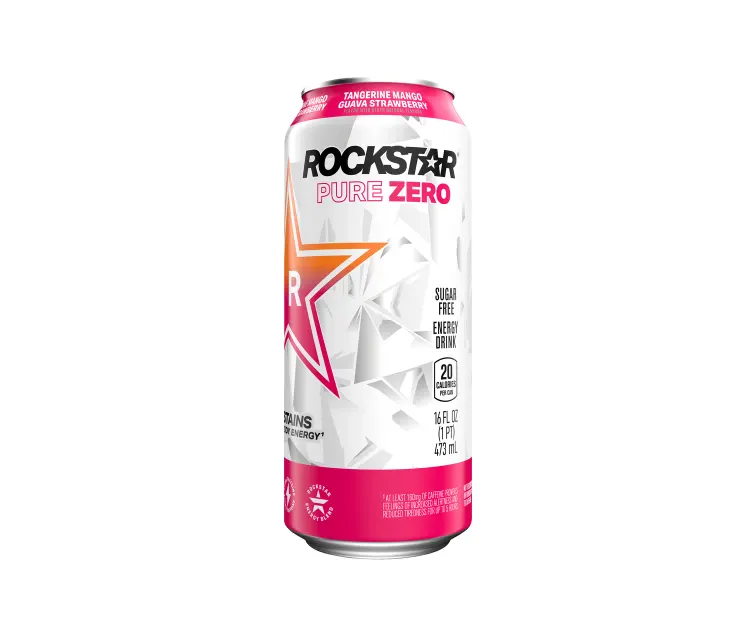 PepsiCo Rockstar Pure Zero Tangerine Mango Guava Strawberry package